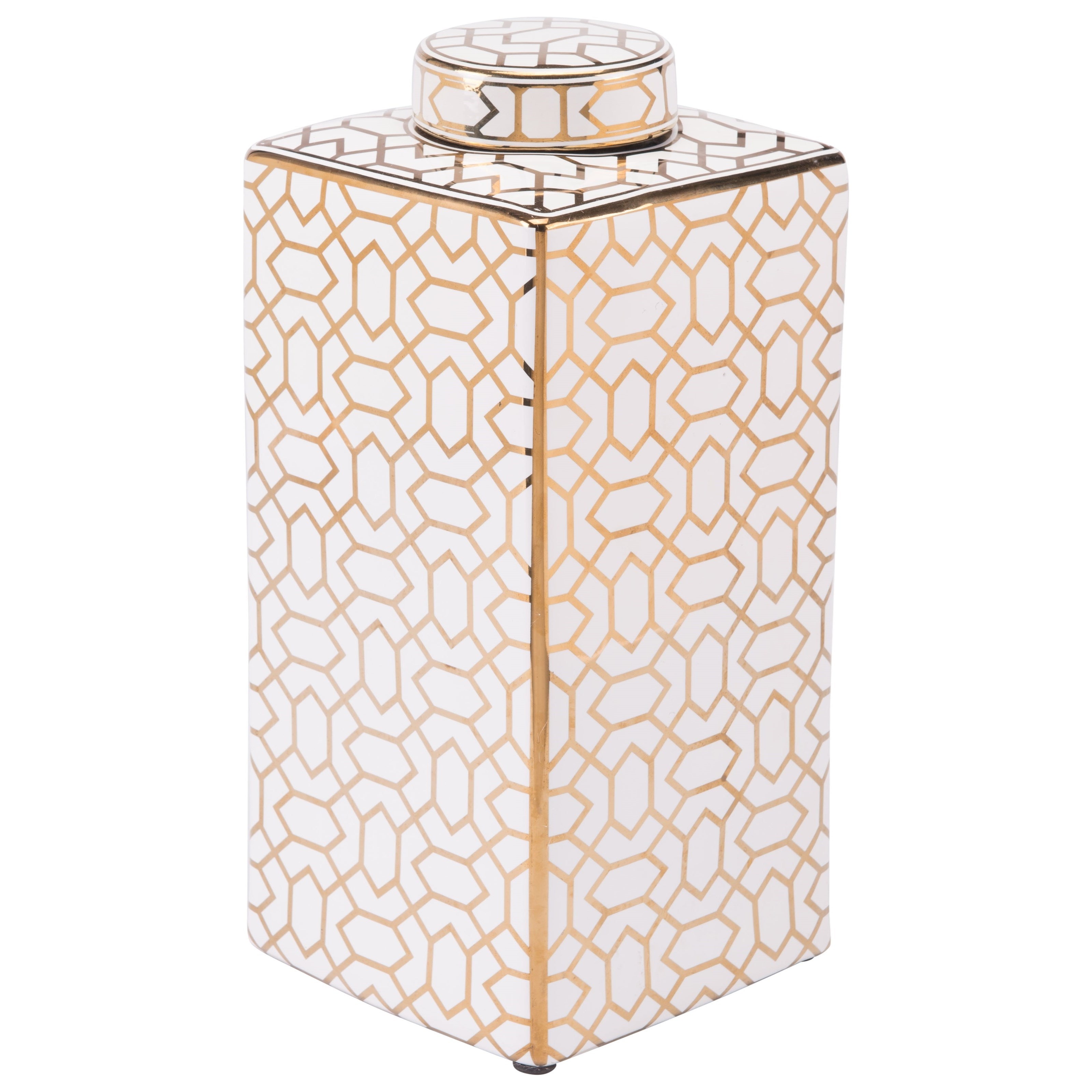 Medium Zuo Link Covered Jar Gold & Blue Zuo Modern A11067 Medium Zuo Link Covered Jar Gold & Blue Zuo Modern A11067